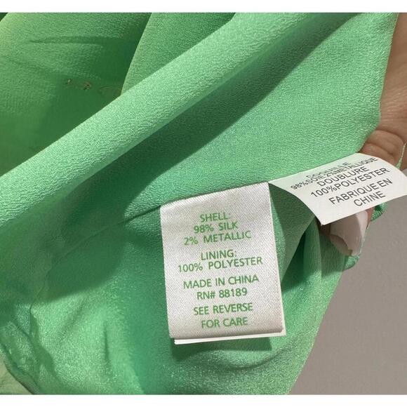 NWOT Lilly Pulitzer Gianna Silk Strappy Ruffle Mini Dress Green Gold Size Small - Picture 7 of 8